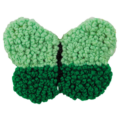 Green embroidered butterfly brooch made with French knots