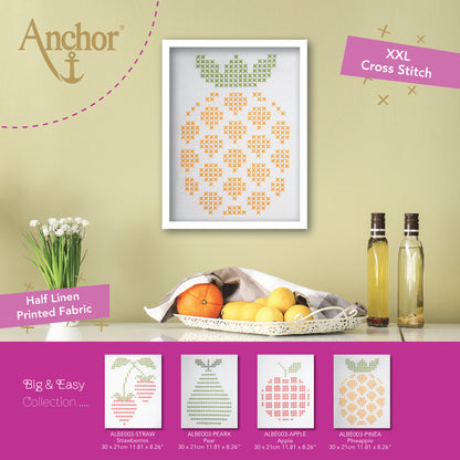 Embroidered pineapple design on white fabric