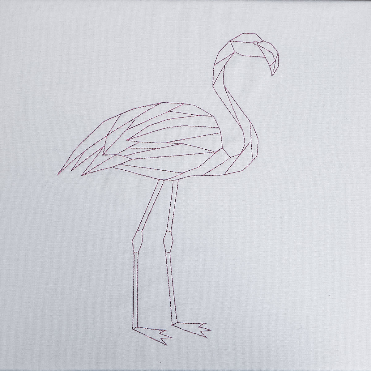 Framed metallic geometric flamingo machine embroidery