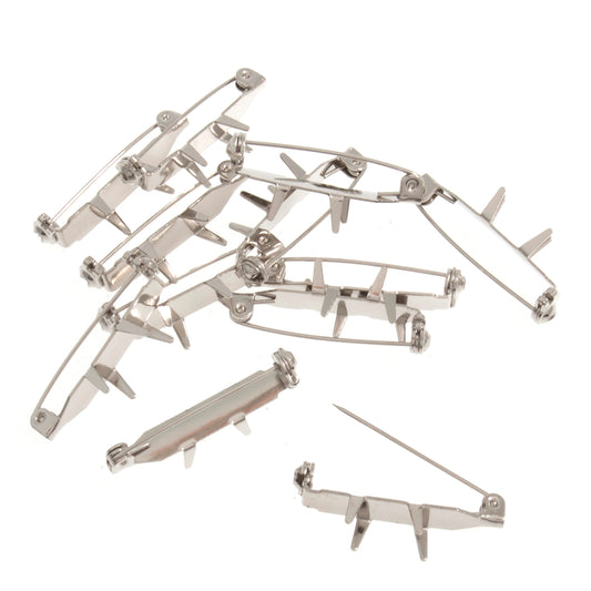 Silver metal corsage pin backs with prongs