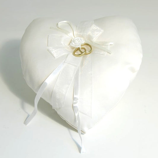 Ivory heart-shaped wedding ring cushion