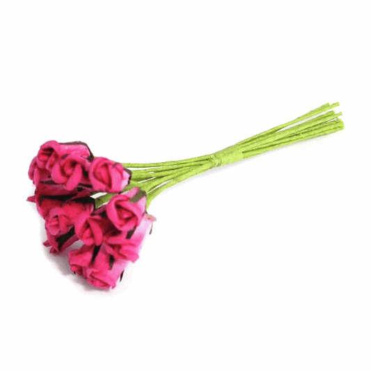 Fuchsia Paper Rose Bud Spray - 10mm (Pack of 12)