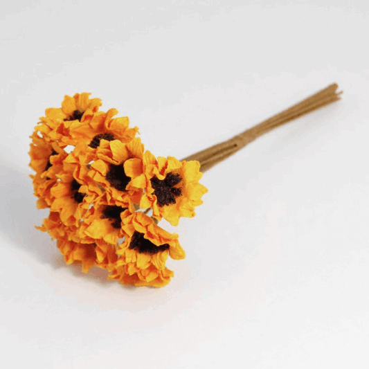 Golden Yellow Paper Sun Daisy's - 15mm (Pack of 12)