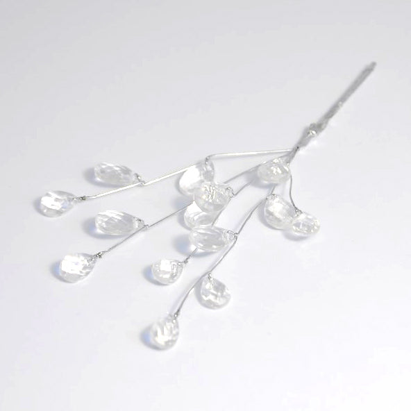 Decorative pick with clear jewels on silver stems