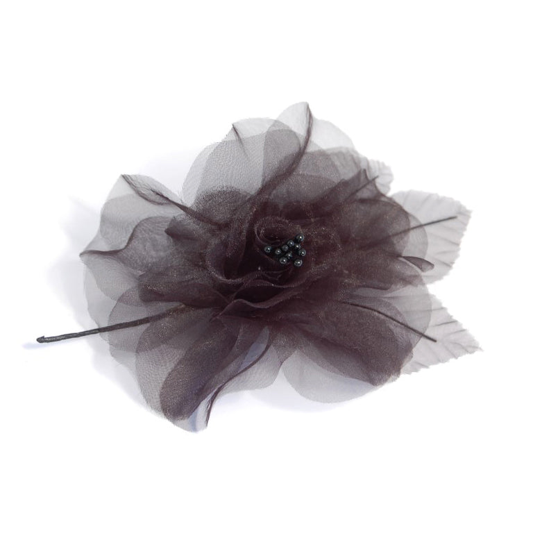 Black organza rose corsage