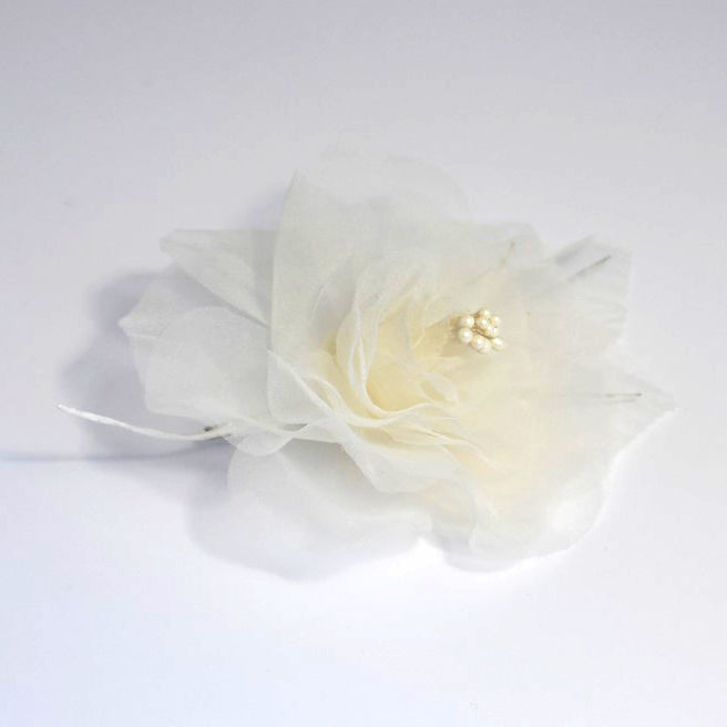Ivory organza rose corsage