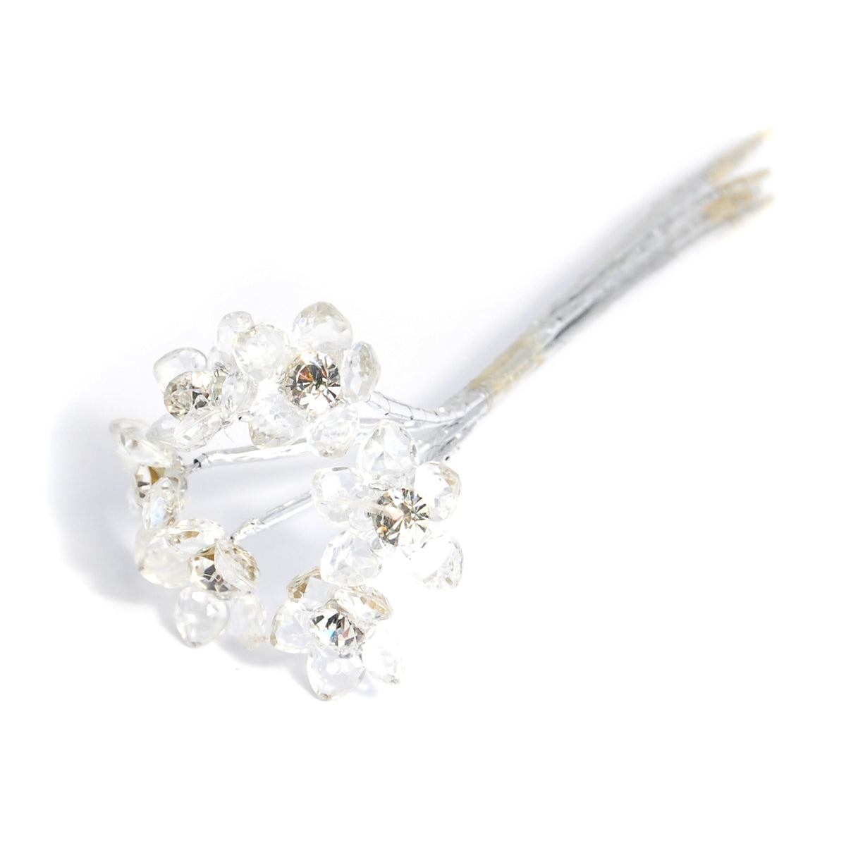 Clear crystal flower picks with diamante centres