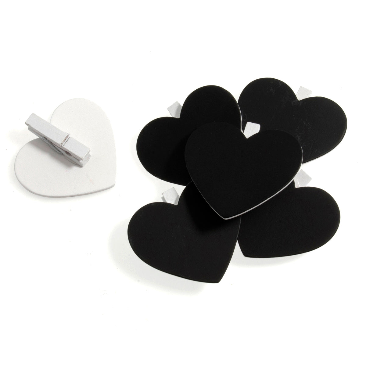 White heart place card board clips