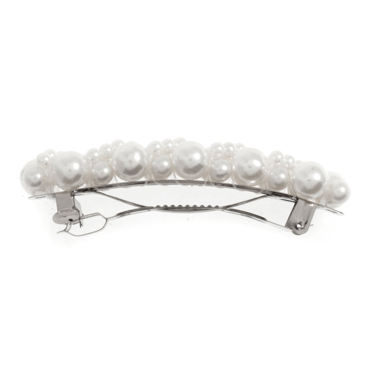 White beaded hair spring clip