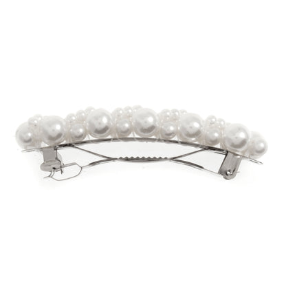 White beaded hair spring clip