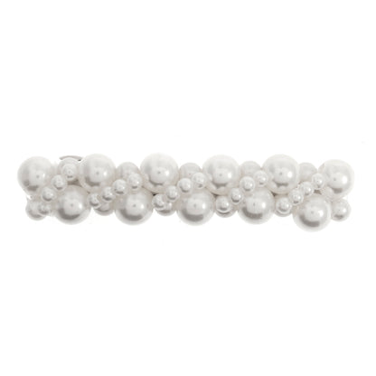 White beaded hair spring clip