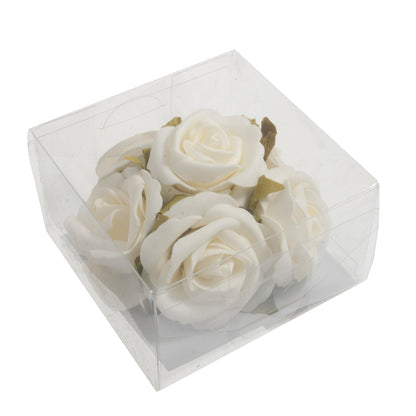 Box of cream foam rose heads