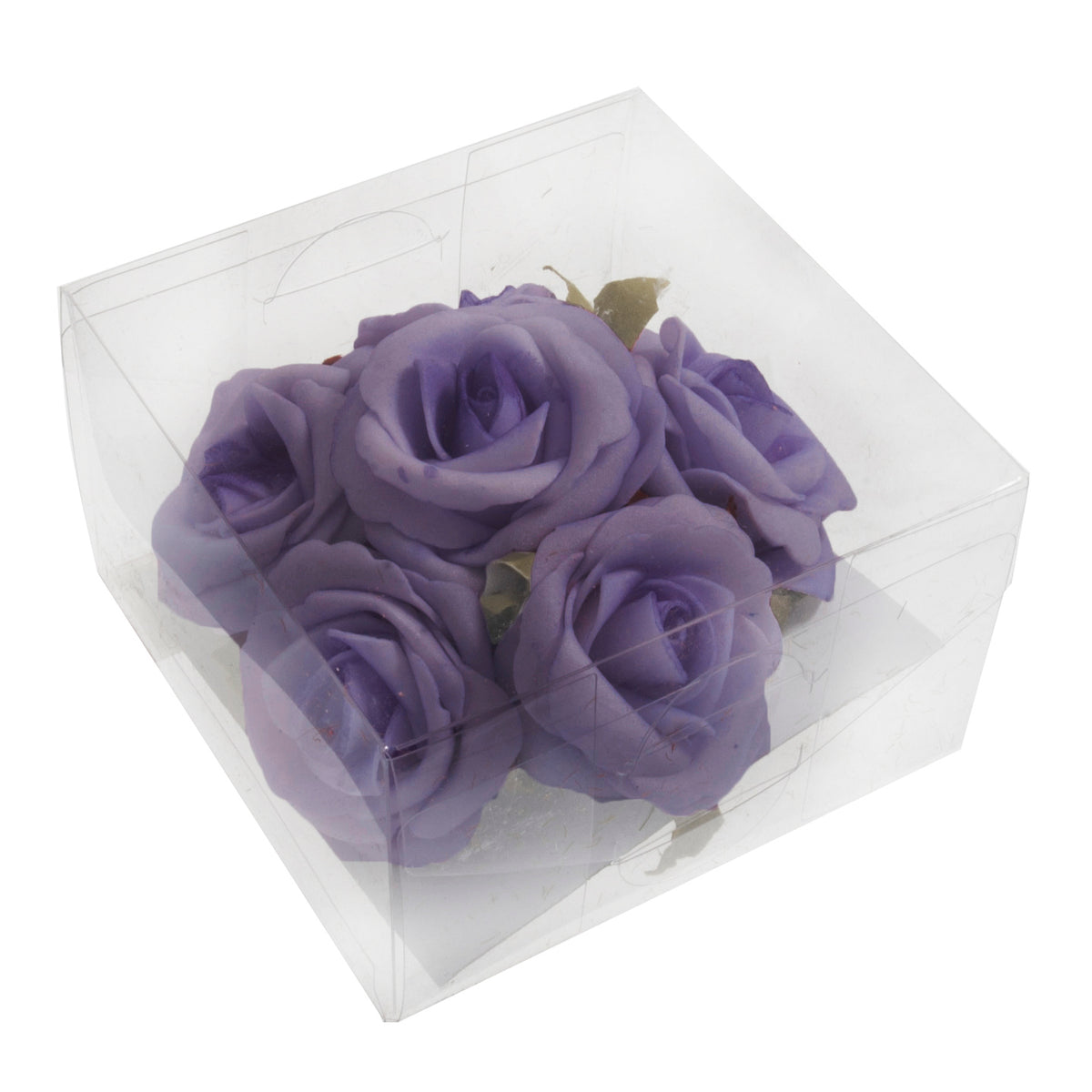 Box of purple foam rose heads