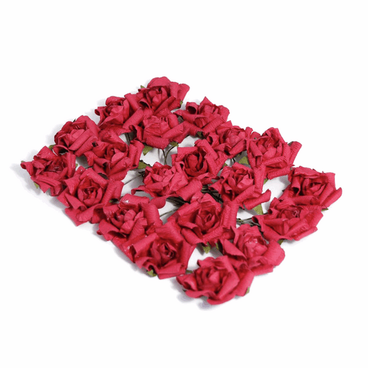 Burgundy Paper Rose Heads - 3.4cm (Pack of 20)