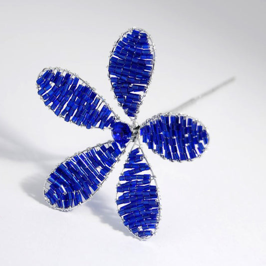 Sapphire blue crystal bead flower pick
