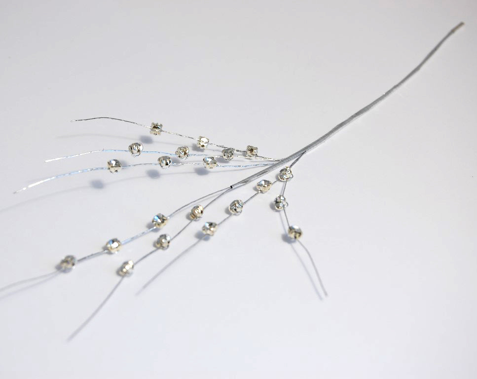 Clear diamante spray pick on silver stems