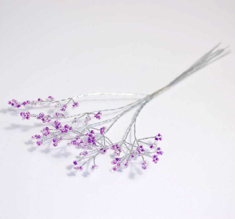 Lilac and silver fine bead bunch picks
