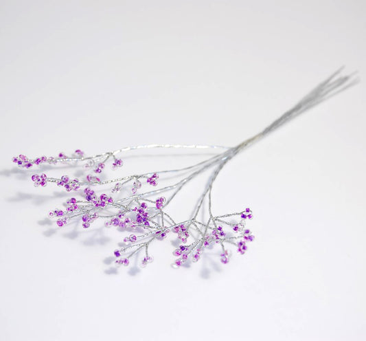 Lilac and silver fine bead bunch picks