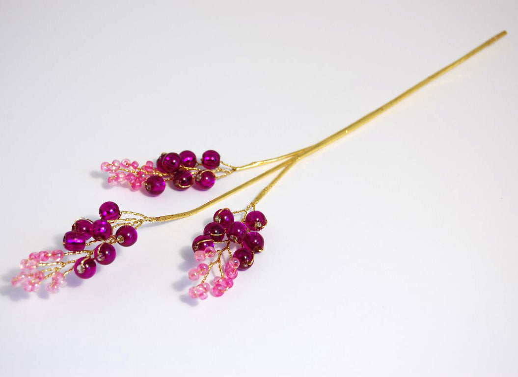 Fuchsia & Gold crystal berry spray picks