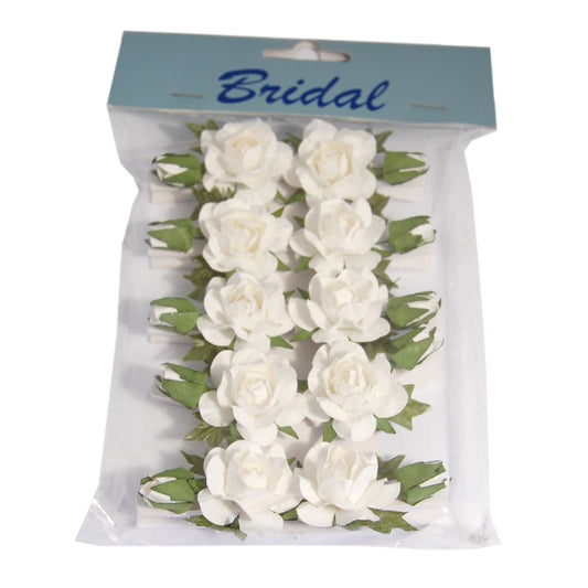 White rose spray peg clips in a bridal pack