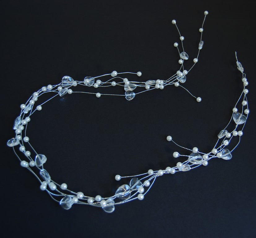 Ivory bead and heart garland