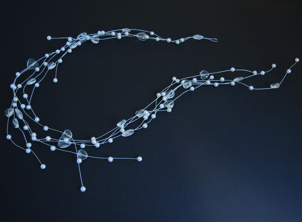 White garland of beads and hearts