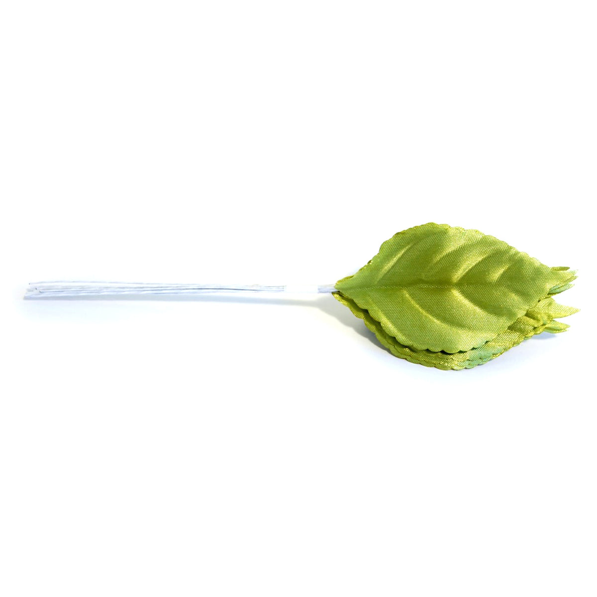 Lime green satin rose leaves