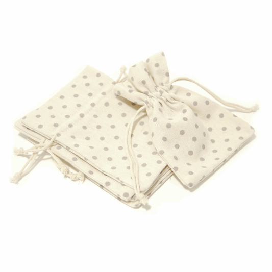 Grey Dot Cotton Bag with Drawstring (Pack of 5)