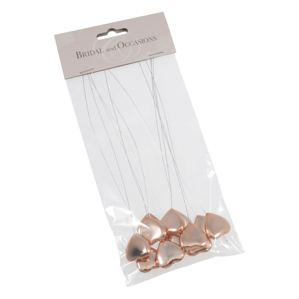 Rose Gold metallic heart picks on silver wire