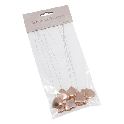 Rose Gold metallic heart picks on silver wire