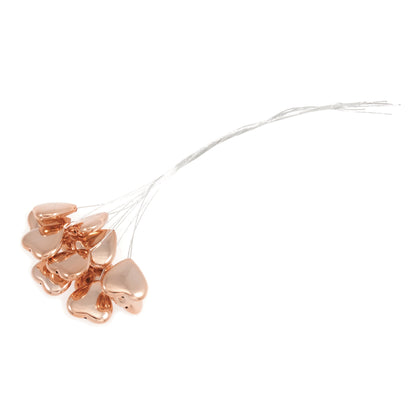 Rose Gold metallic heart picks on silver wire