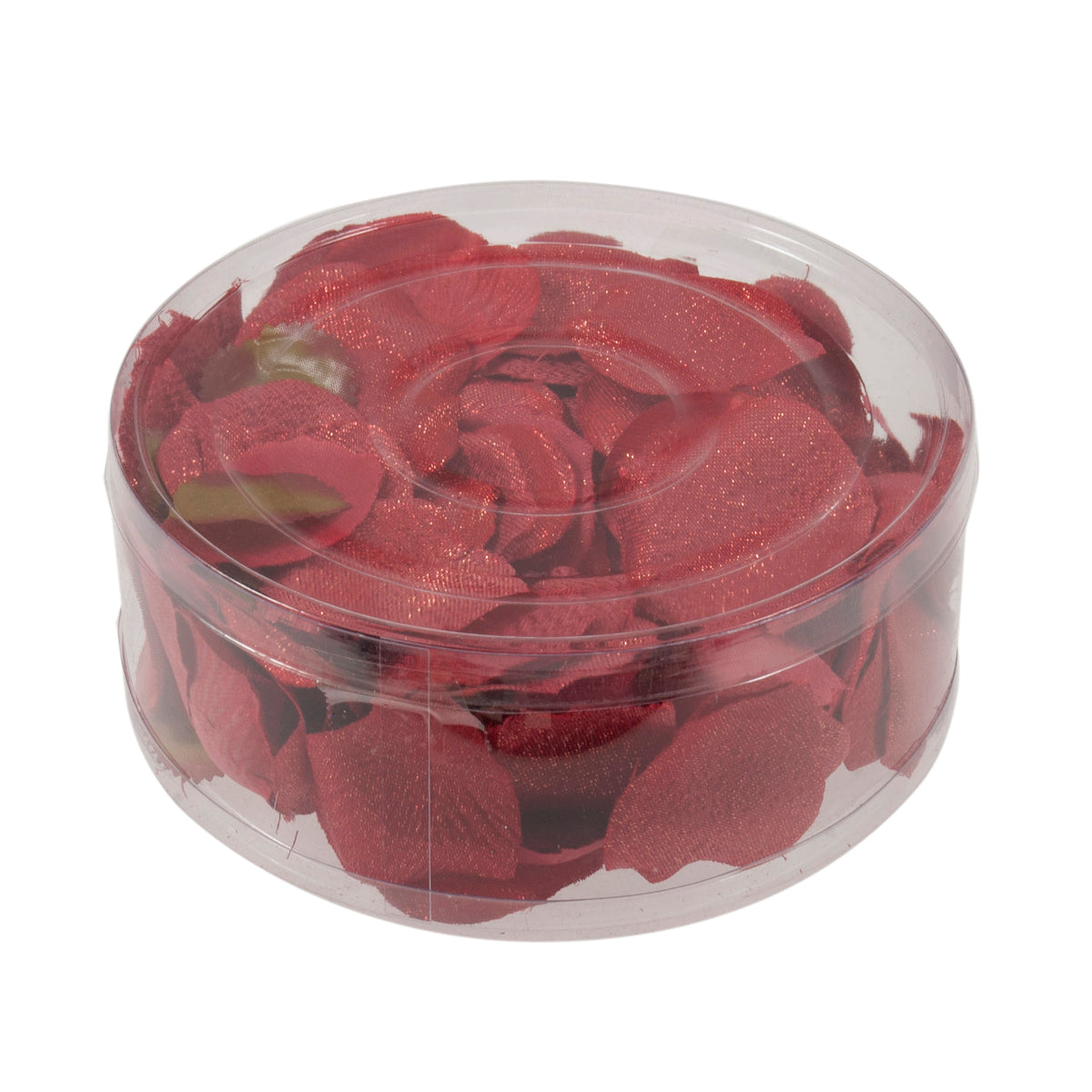 Red glitzy artificial rose petals