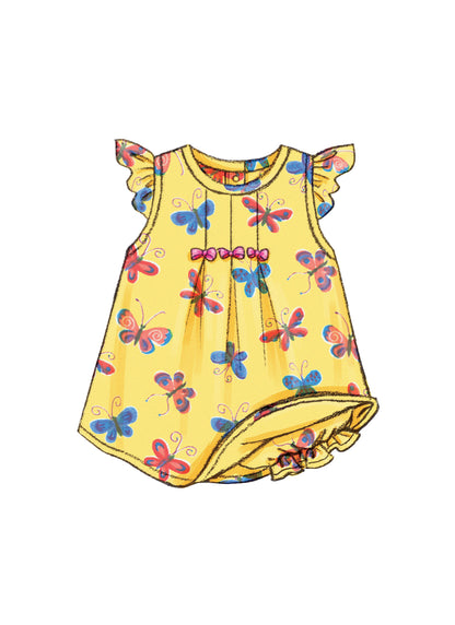 Butterick B3405 sewing pattern envelope showing the baby dress & top designs