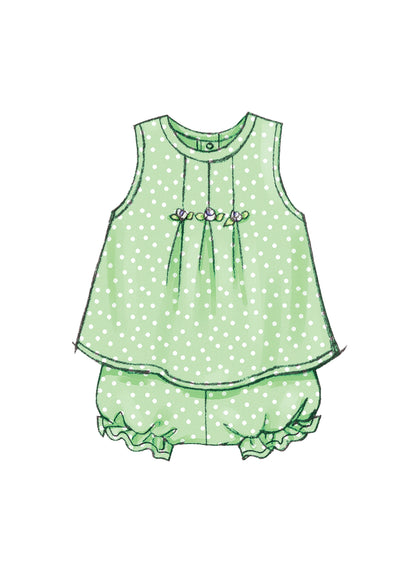 Butterick B3405 sewing pattern envelope showing the baby dress & top designs
