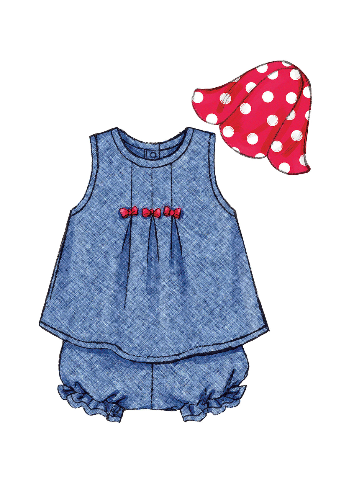 Butterick B3405 sewing pattern envelope showing the baby dress & top designs