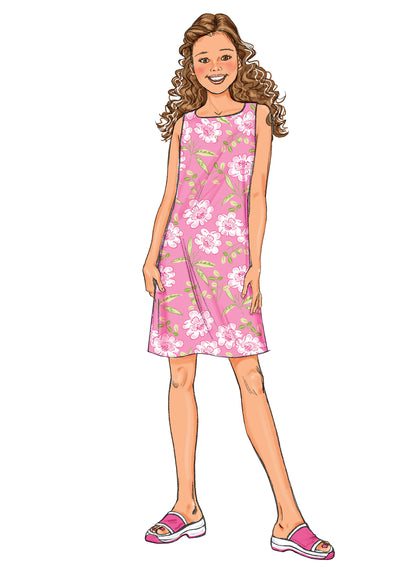 Butterick B3860 sewing pattern envelope showing the girls' top & dress designs
