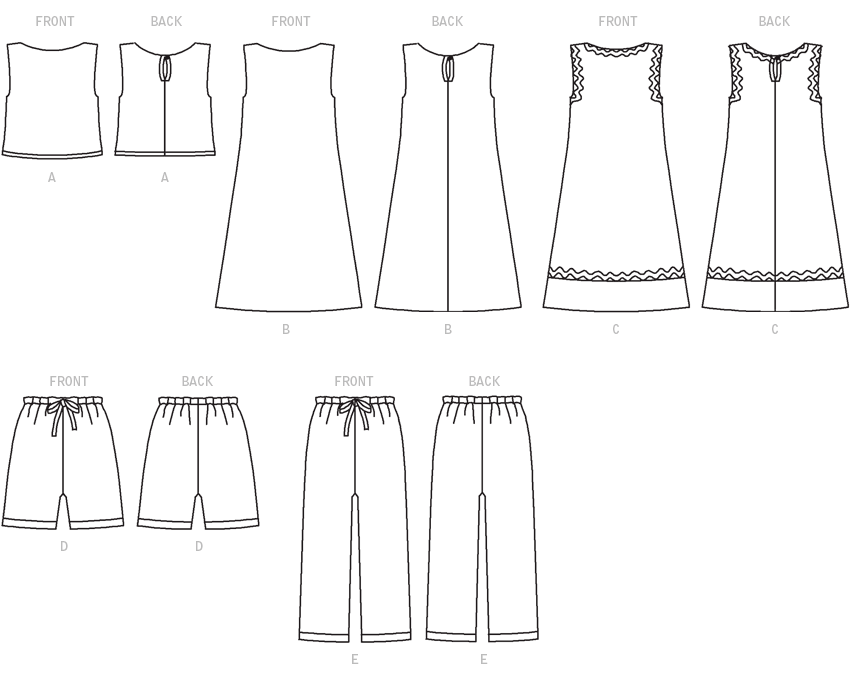 Butterick B3860 sewing pattern envelope showing the girls' top & dress designs