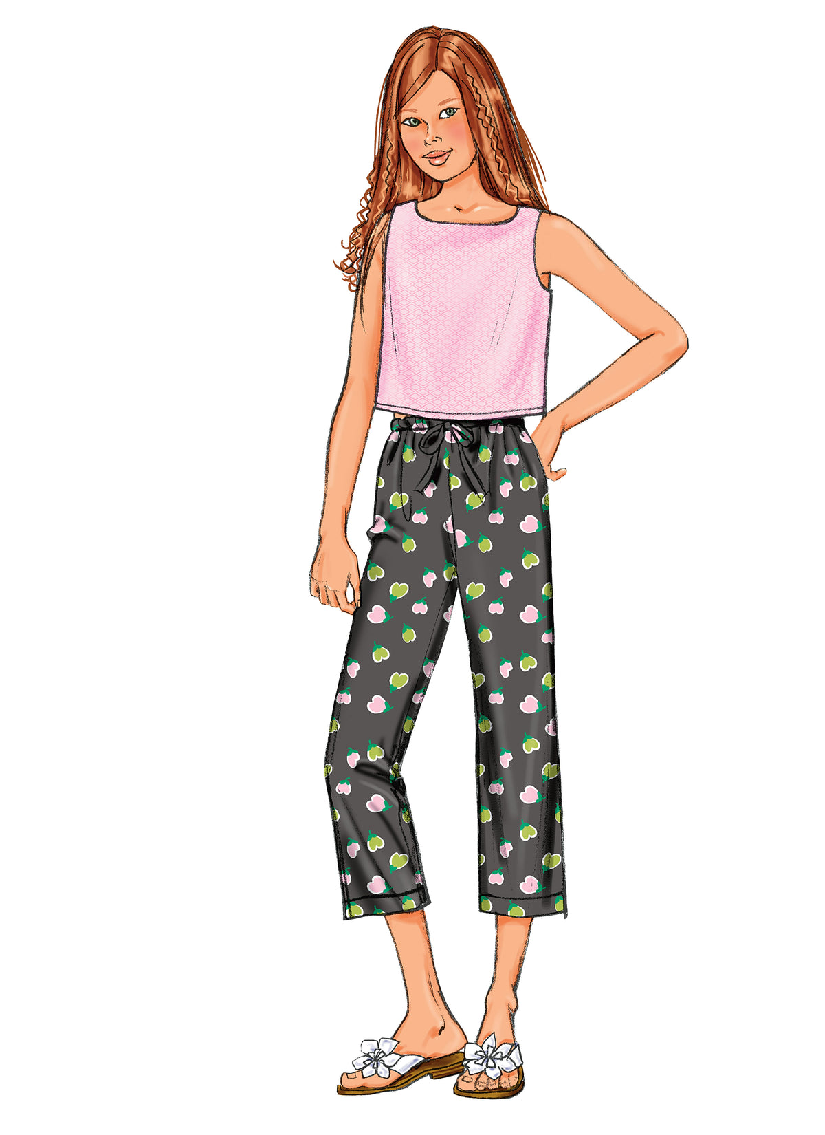 Butterick B3860 sewing pattern envelope showing the girls' top & dress designs