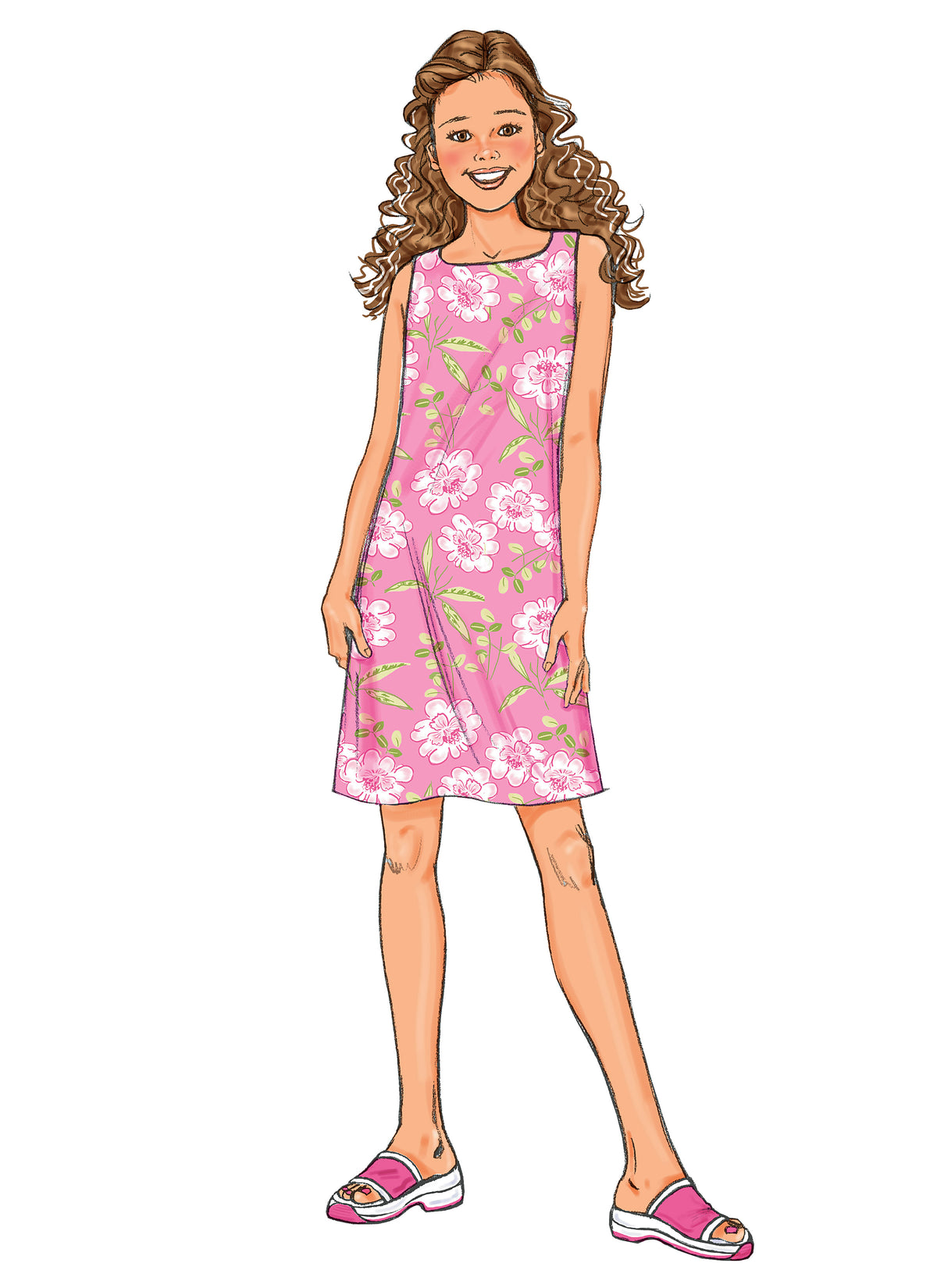 Butterick B3860 sewing pattern envelope showing the girls' top & dress designs
