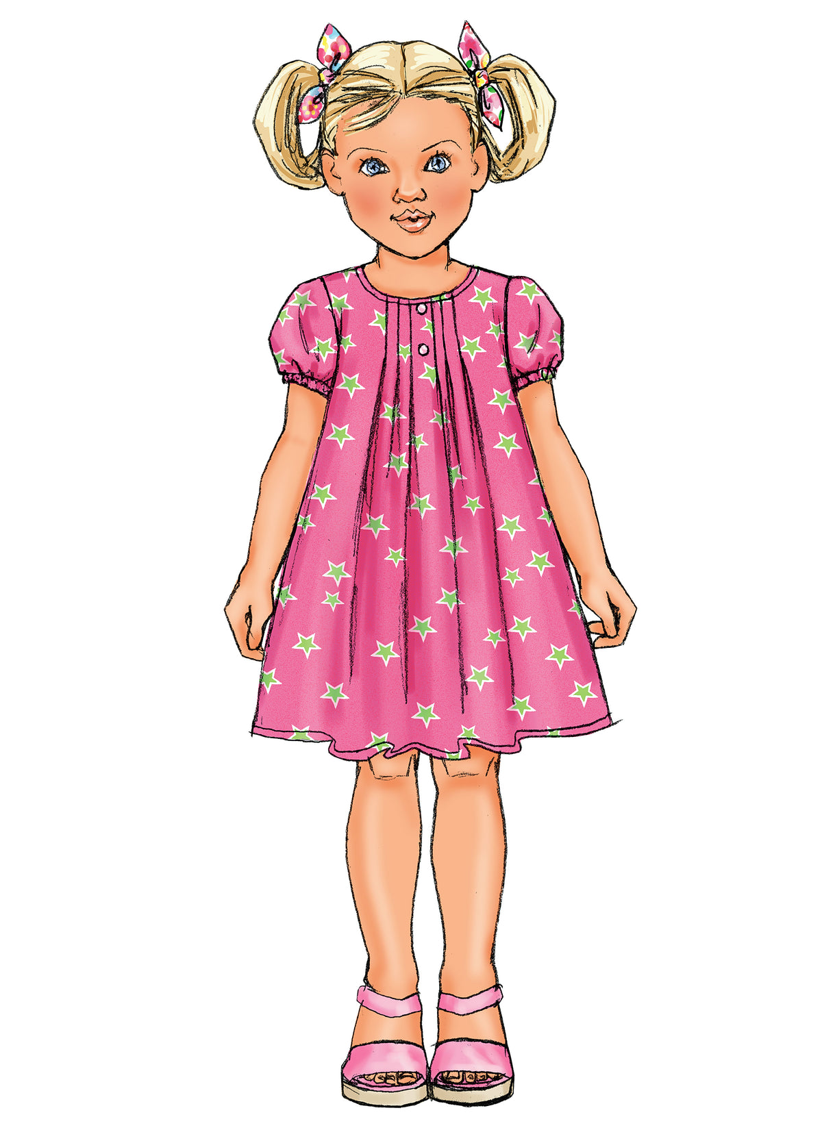 Butterick B4176 sewing pattern envelope showing the children's top & dress designs