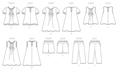 Butterick B4176 sewing pattern envelope showing the children's top & dress designs