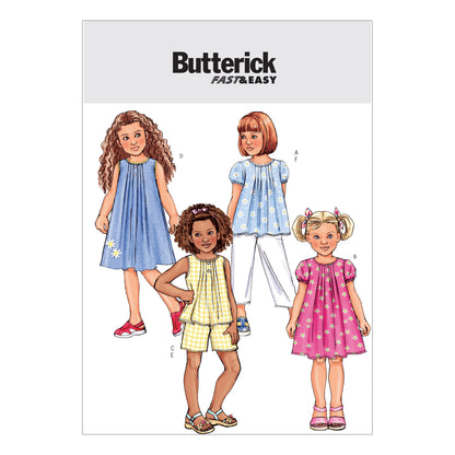 Butterick B4176 sewing pattern envelope showing the children's top & dress designs