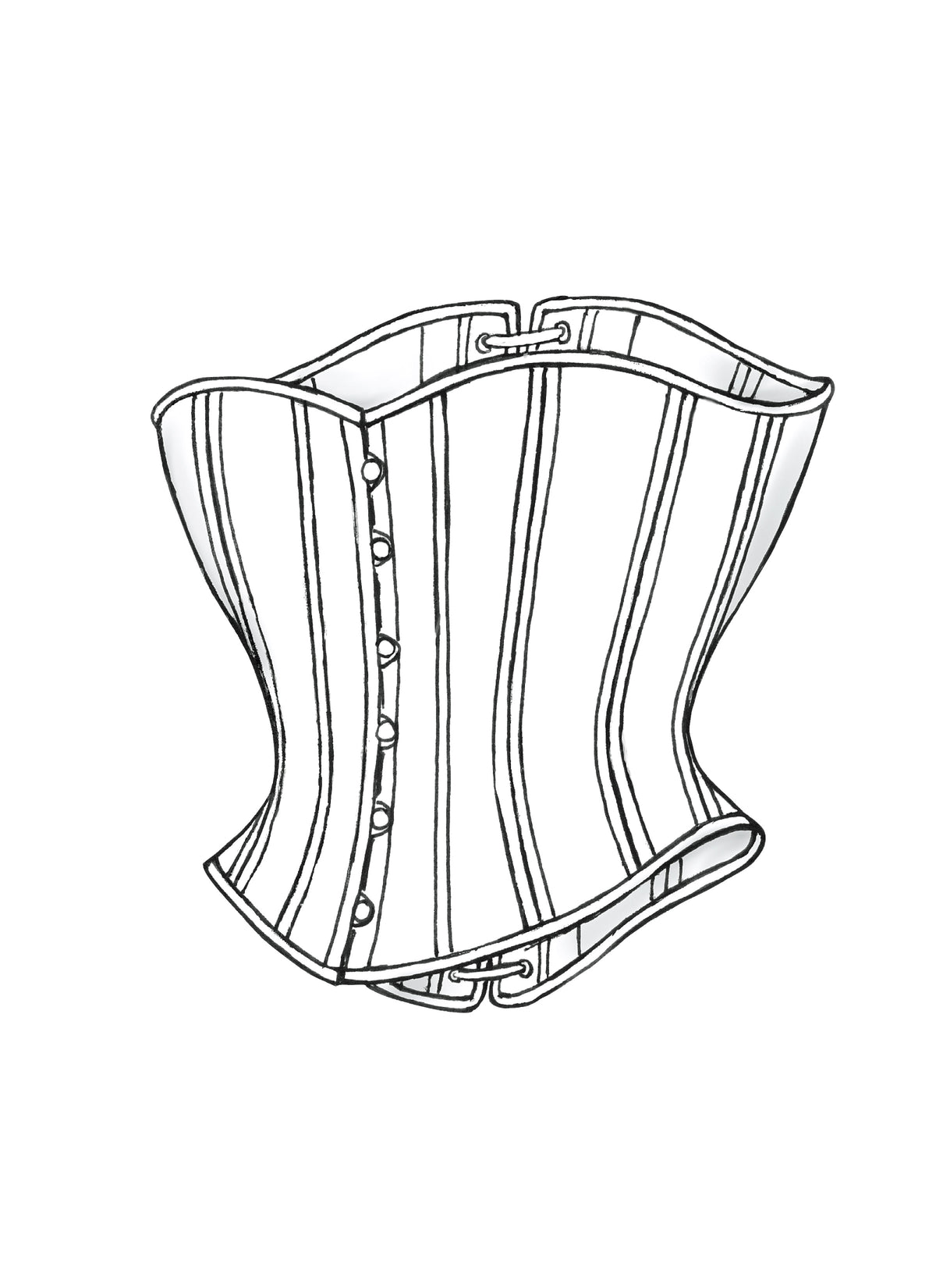 Butterick B4254 sewing pattern envelope showing the corset & stays costume designs