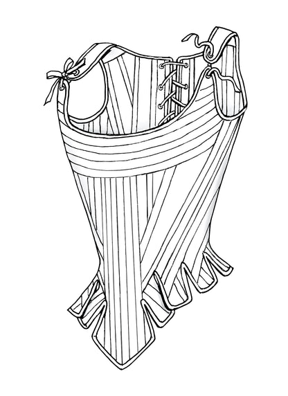 Butterick B4254 sewing pattern envelope showing the corset & stays costume designs