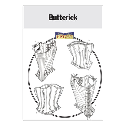 Butterick B4254 sewing pattern envelope showing the corset & stays costume designs