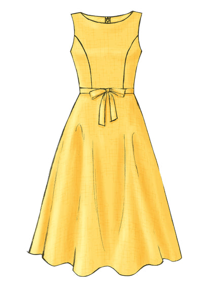 Butterick B4443 sewing pattern envelope showing the fitted bodice dress designs