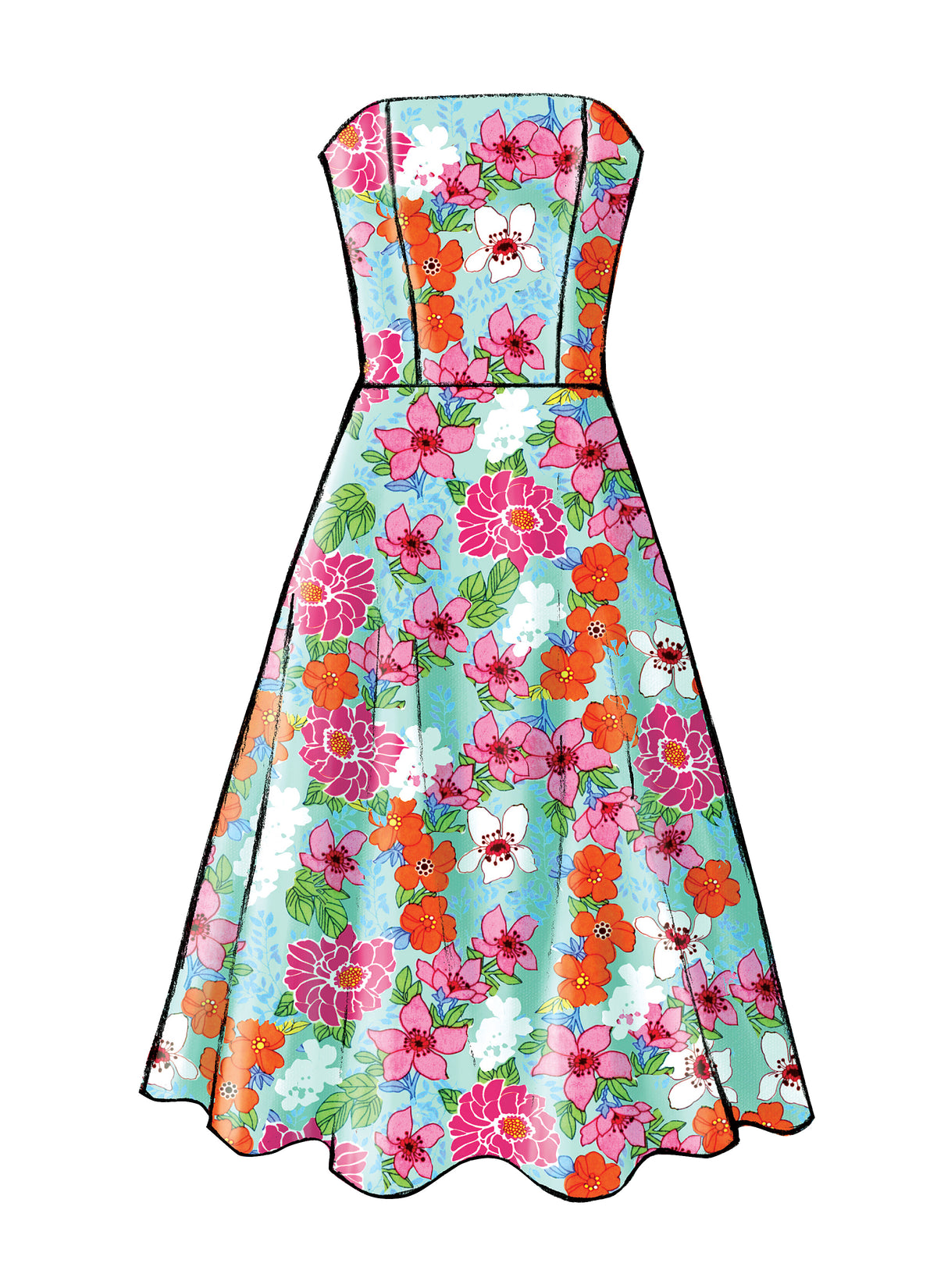 Butterick B4443 sewing pattern envelope showing the fitted bodice dress designs