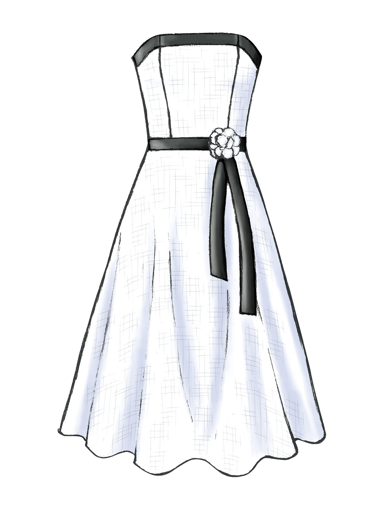 Butterick B4443 sewing pattern envelope showing the fitted bodice dress designs