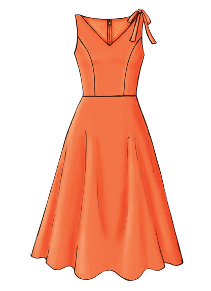 Butterick B4443 sewing pattern envelope showing the fitted bodice dress designs