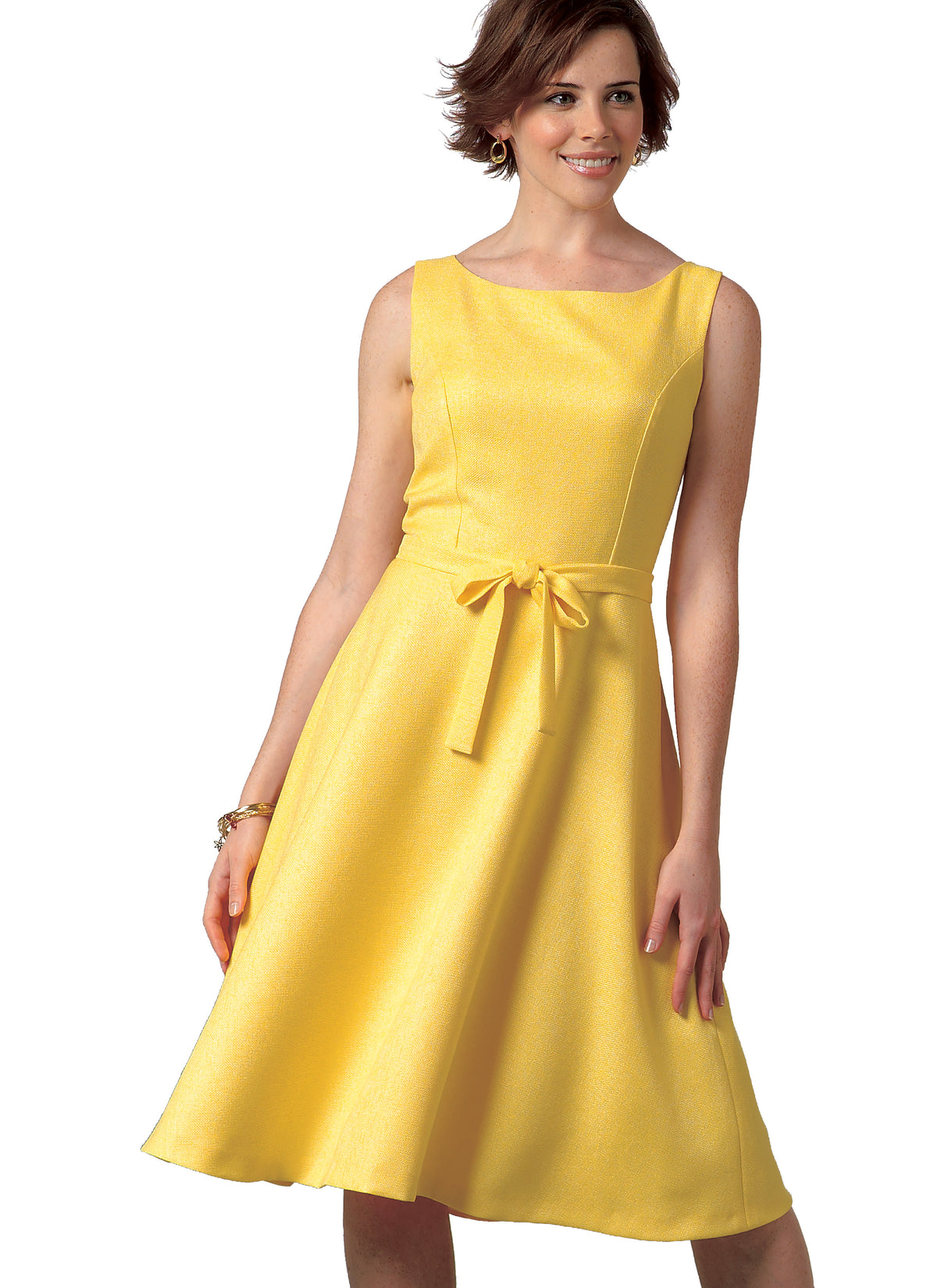 Butterick B4443 sewing pattern envelope showing the fitted bodice dress designs